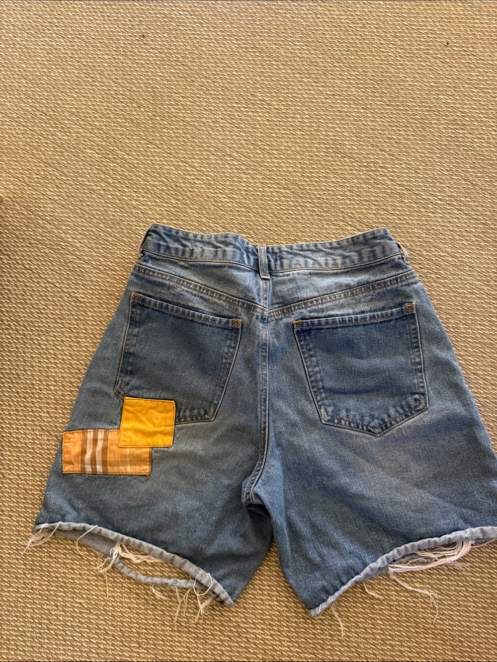 Patchwork Distressed Denim Shorts - Blue - Picture 2 of 2